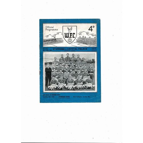 1953/54 Watford v Crystal Palace Football Programme