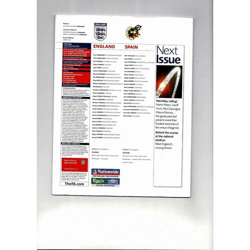 2007 England v Spain Football Programme
