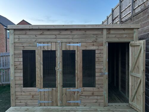 12x10 Pent Summer House Combi