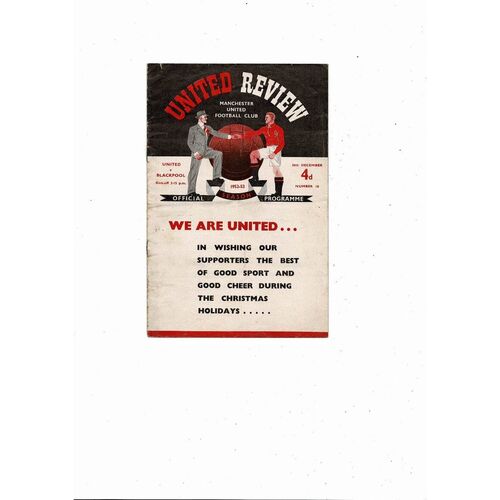 1952/53 Manchester United v Blackpool Football Programme