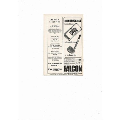 1965/66 Birmingham City v Carlisle United Football Programme