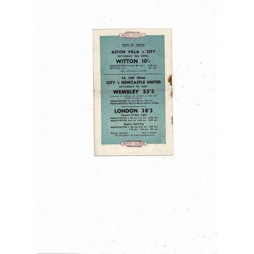 1954/55 Manchester City v Wolves Football Programme