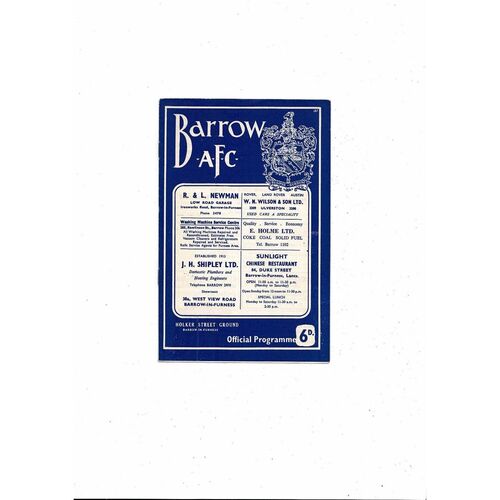 1965/66 Barrow v Chester City Football Programme