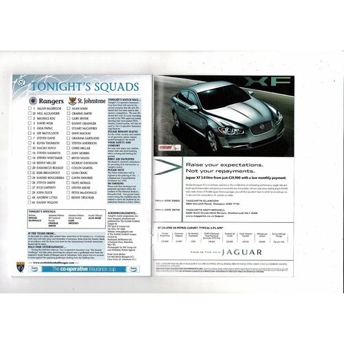 2009/10 Rangers v St Johnstone Scottish League Cup Semi Final Programme