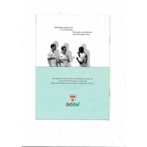 VfB Stuttgart v Manchester United Champions League Football Programme 2003/04