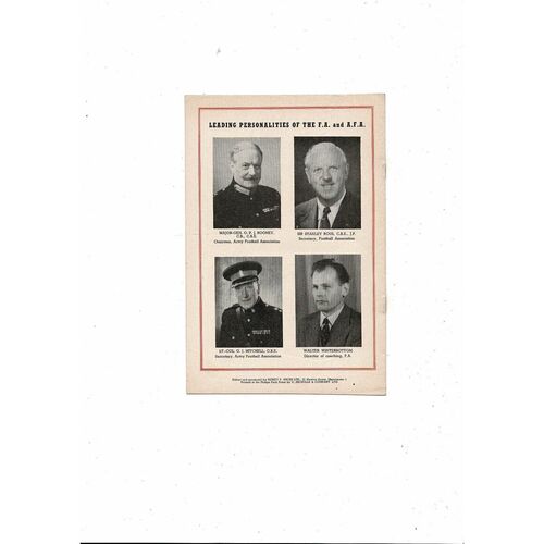 FA X1 v The Army Friendly Football Programme @ Manchester United 1957/58