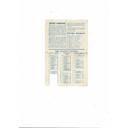 Manchester City v Liverpool Central League Football Programme 1957/58