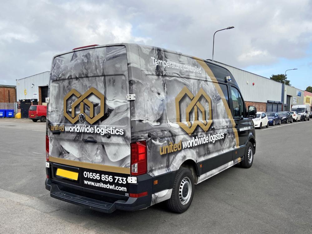Volkswagen Crafter with United Worldwide Logistics branded van wrap and graphics.