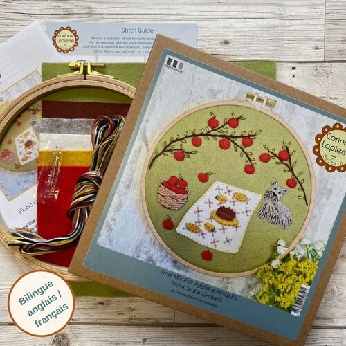 Picnic in the Orchard Felt Applique Hoop Kit by Corinne Lapierre