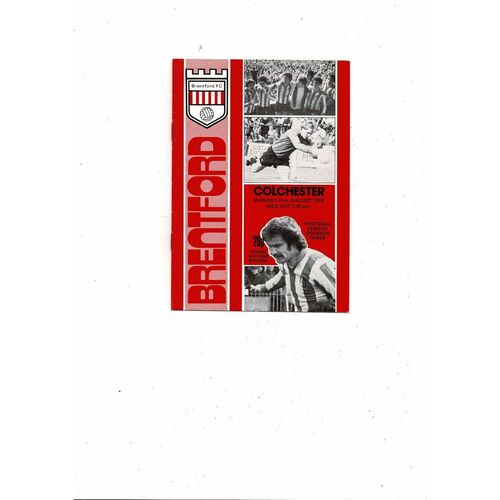 1978/79 Brentford v Colchester Football Programme
