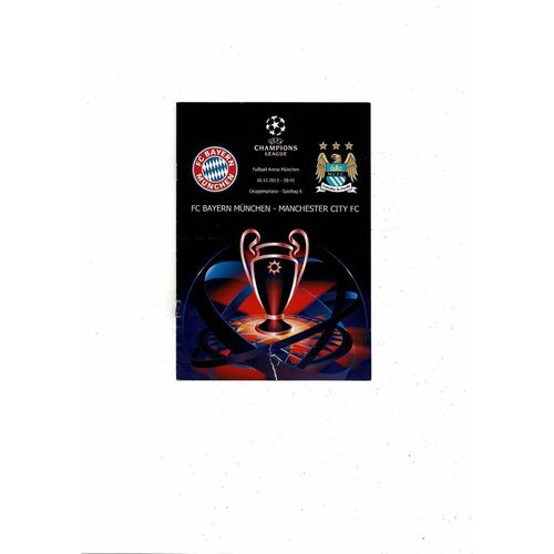 FC Bayern Munich v Manchester City Champions League Football Programme 2013/14