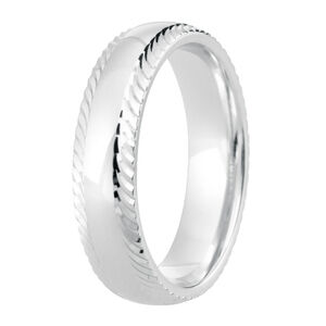 Highly polished band with bright, diamond cut edge