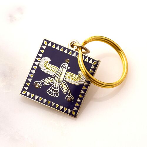 Charm. The Persian Falcon. Purple with 3 Yellow Stones.