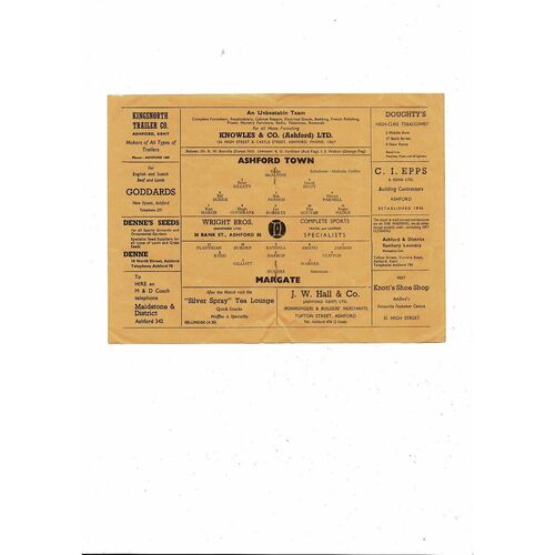 1966/67 Ashford Town v Margate Southern League Football Programme