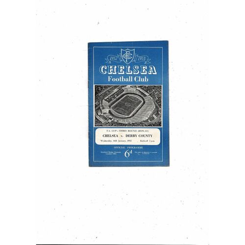 1952/53 Chelsea v Derby County FA Cup Replay Football Programme