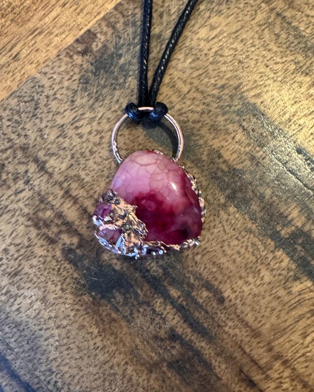 Spider quartz and tourmaline copper dipped necklace