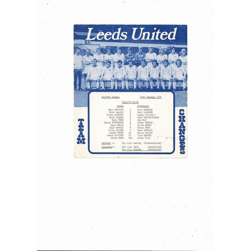 Leeds United v Blackpool Central League Football Programme 1977/78