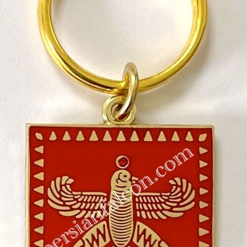 Charm. Persian Falcon. Deep Red with 3 Red Stones. Original Pattern.