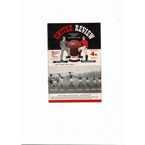 1957/58 Manchester United v Chelsea Football Programme + Press Cuttings