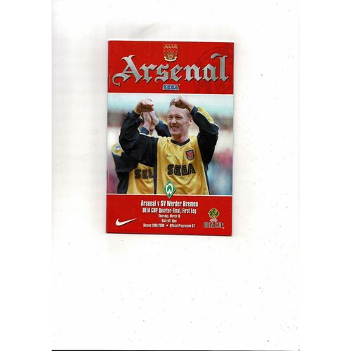Arsenal v SV Werder Bremen UEFA Cup Football Programme 1999/00