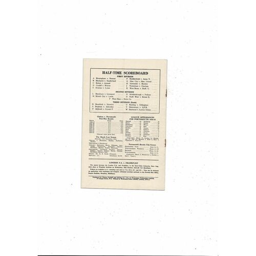 1955/56 Chelsea v Portsmouth Football Programme