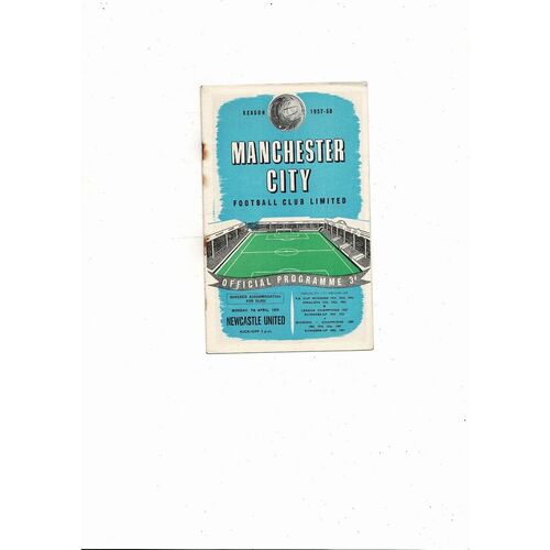 1957/58 Manchester City v Newcastle United Football Programme