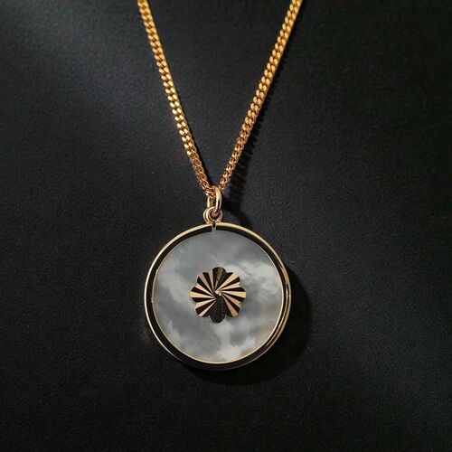 Luna sky pendant with gold flower inset