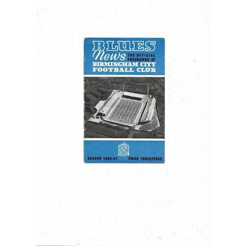 1960/61 Birmingham City v Arsenal Football Programme