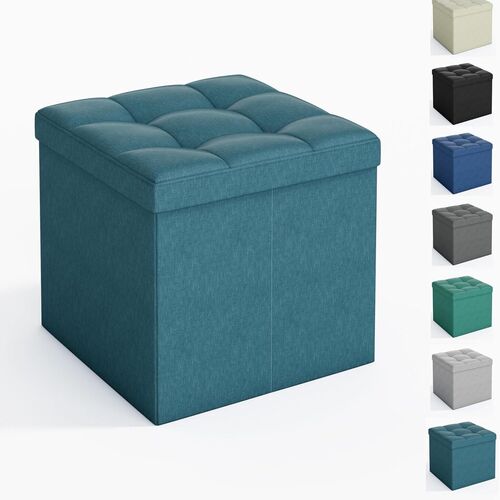 mcc direct Foldable Storage Ottoman, Small Footrest Cube, Storage Bench with Lid, 1 Storage Box for Bedroom & Living Room, 36 cm