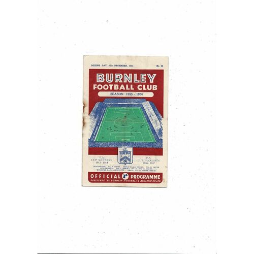 1955/56 Burnley v Preston North End Football Programme