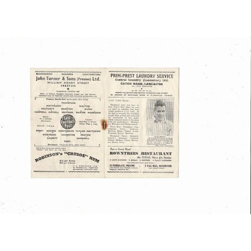 1953/54 Preston v Blackpool Football Programme