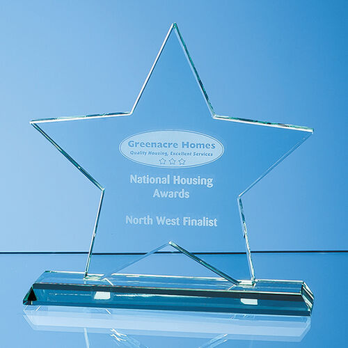 Mounted Jade Glass Star Award - 18cm x 18cm x 12mm