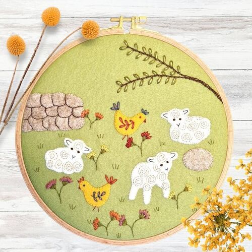 Playing in the Meadow Felt Applique Hoop Kit by Corinne Lapierre