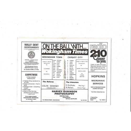 Workington Town v Cardiff City FA Cup Football Programme 1982/83