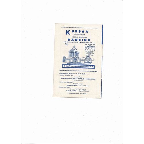 Southend United v Berwick Rangers Friendly Football Programme 1966/67