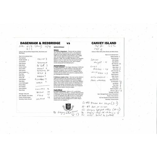 2001/02 Dagenham & Redbridge v Canvey Island Essex Senior Cup Final @ Southend