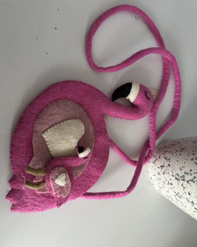 Flamingo puppet bag