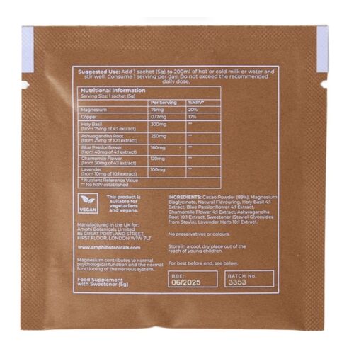 Amphi Botanicals - Natural Calming Cocoa Drink for Sleep with Ashwagandha 10 x 5g