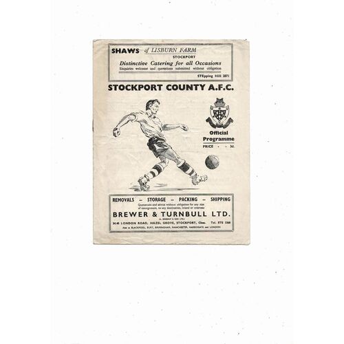 1954/55 Stockport County v Crewe Alexandra Football Programme