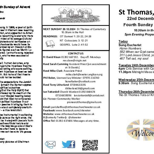 Pew Sheet | The Parish of St Thomas, Exeter