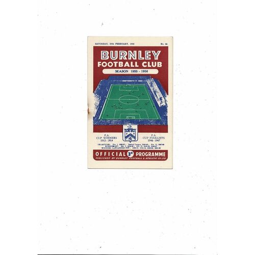 1955/56 Burnley v Cardiff City Football Programme