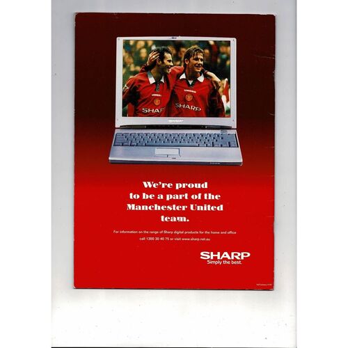 Socceroos v Manchester Utd Friendly Football Programme. Tour of Australia 1999