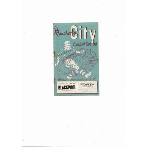 1954/55 Manchester City v Blackpool Football Programme
