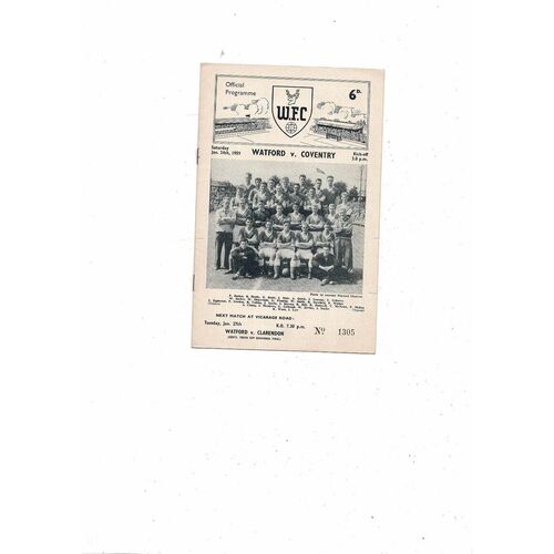 1958/59 Watford v Coventry City Football Programme