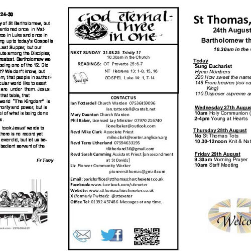 Pew Sheet | The Parish of St Thomas, Exeter