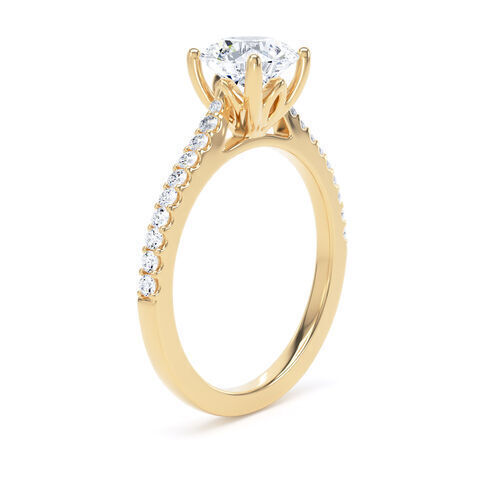 Round brilliant solitaire with diamond set shoulders