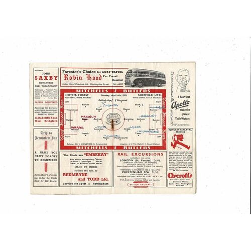 1952/53 Nottingham Forest v Sheffield United Football Programme
