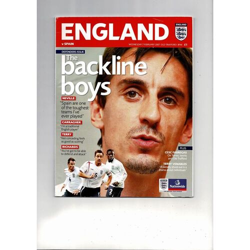 2007 England v Spain Football Programme