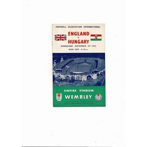 1953 England v Hungary Football Programme