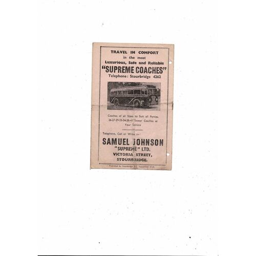 1956/57 Stourbridge v Bedworth Town Football Programme